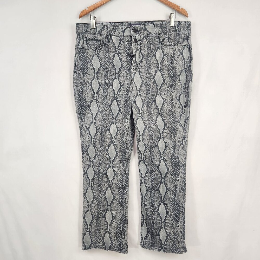 NYDJ Not Your Daughters Jeans Marilyn Straight Pants Womens 16 Snake Print Grey